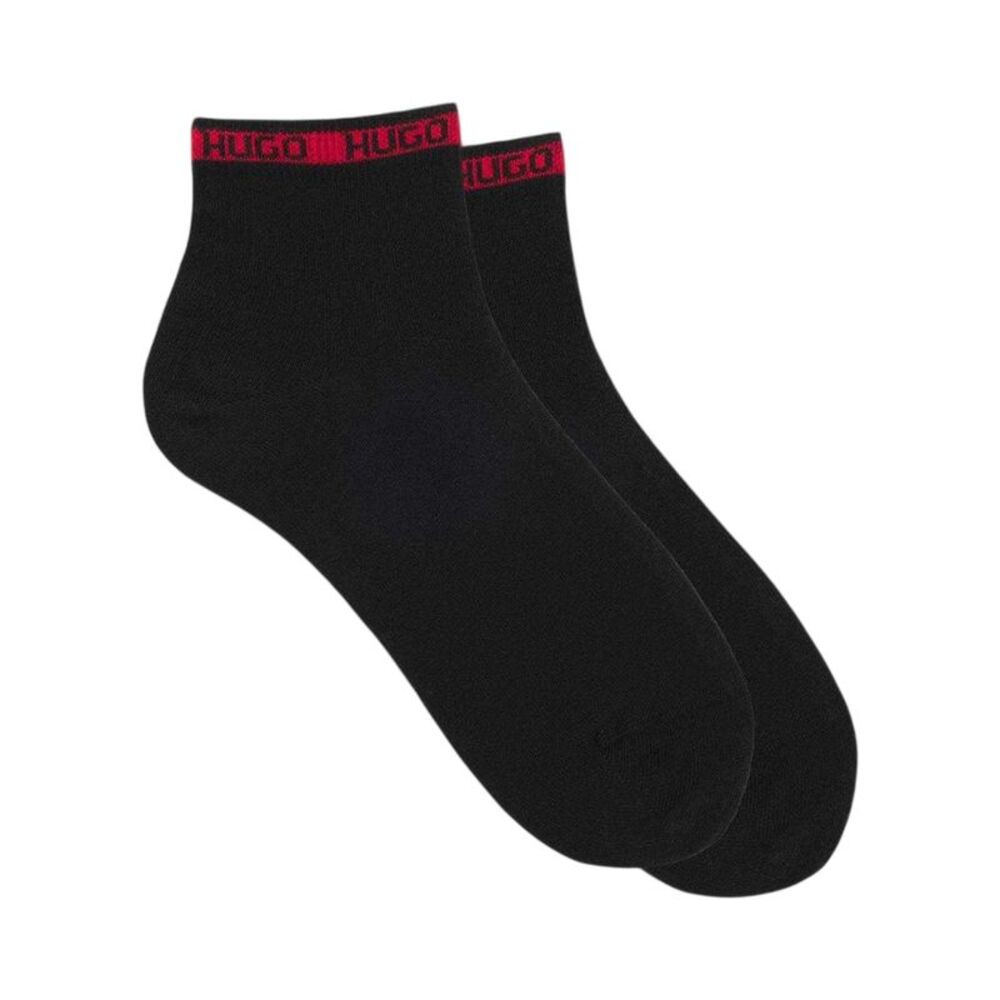 Hugo Mens Cotton Blend Ankle Socks (Pack of 2) / Black